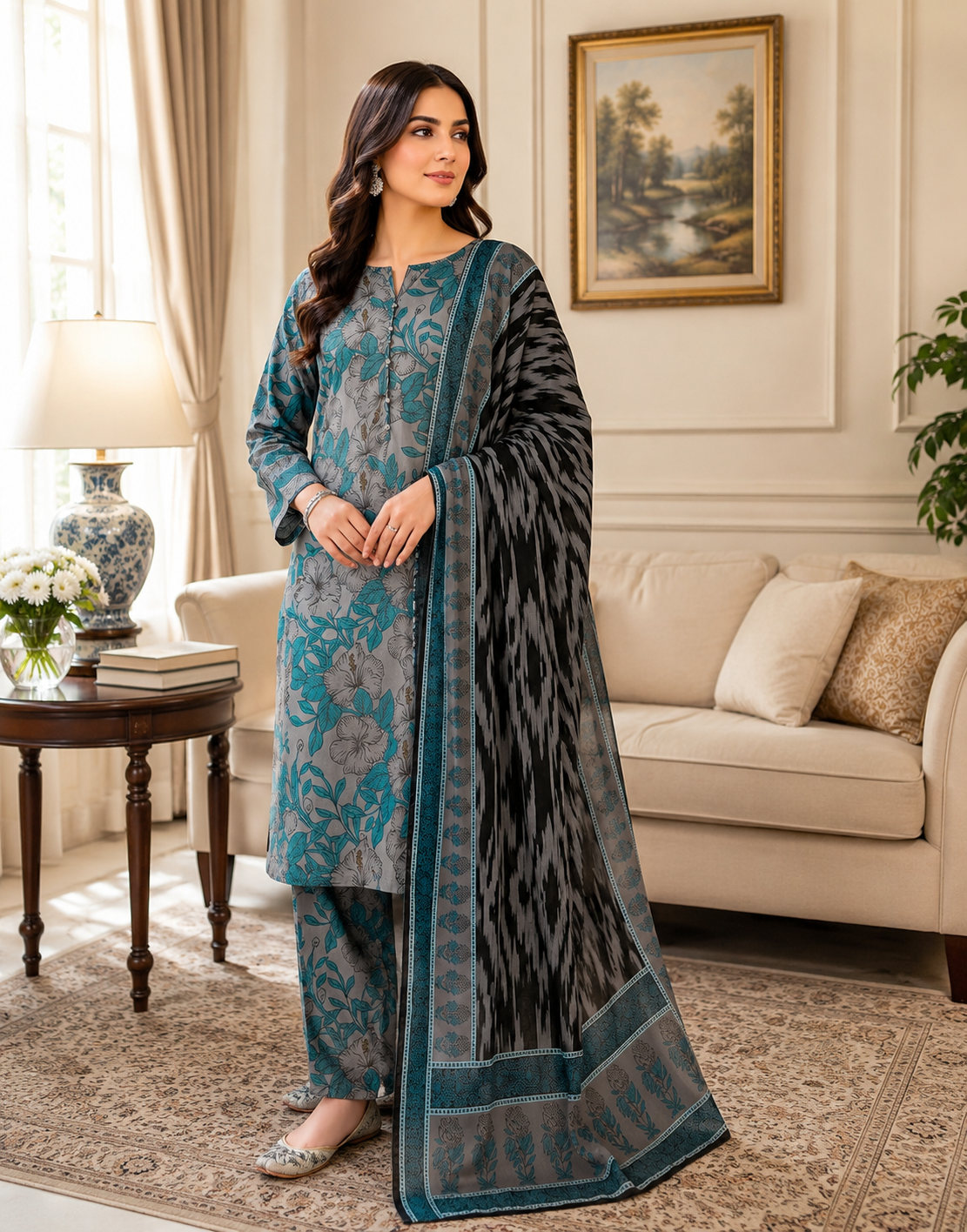 Swiss Lawn Unstitched 3 Piece Mystery - Z1401